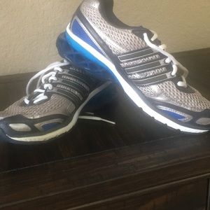 Adidas gray and blue running shoes size 5Y